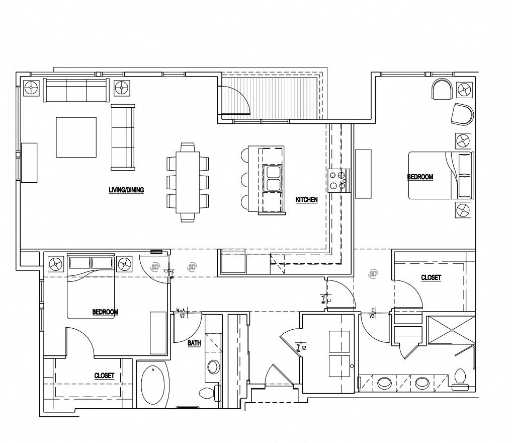 Floor plan layout diagram for 2_2 Bedrm - K